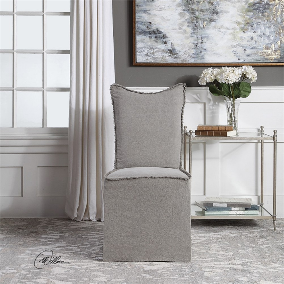 Uttermost Narissa Contemporary Fabric Armless Chairs in Gray (Set of 2)   Transitional   Dining Chairs   by Homesquare  Houzz