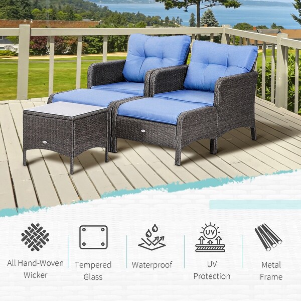 Outsunny 5piece Wicker Patio Chairs，Ottomans，and Coffee Table Set