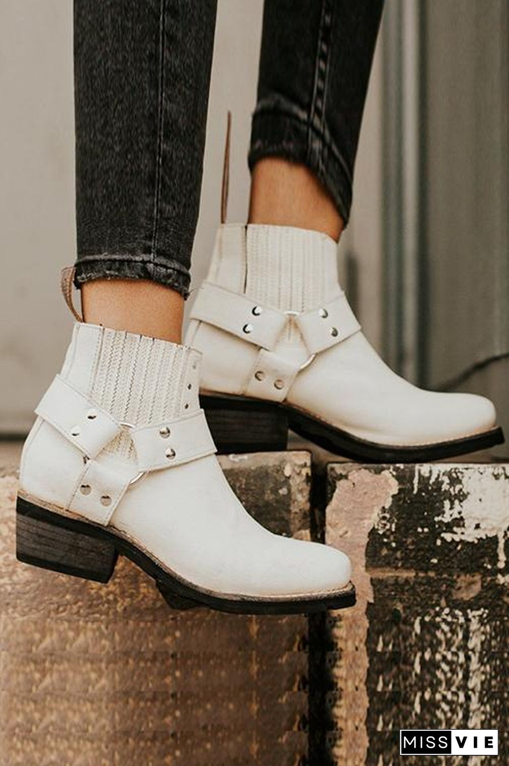 Low Heel Slip On Ankle Boots