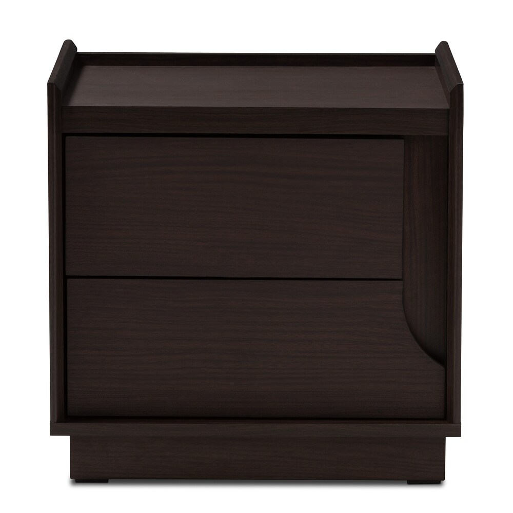 Contemporary Brown Finished 2 Drawer Nightstand by Baxton Studio