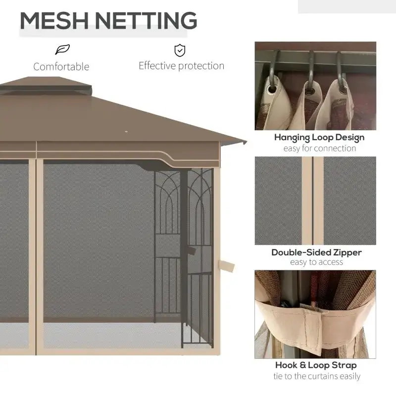 Spark 3x3M Manufacturer Supply Waterproof Portable Iron Gazebo Tent With Mosquito Outdoor Gazebo Canopy Shelter