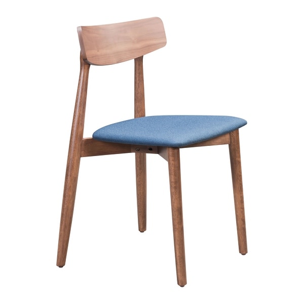 Beynon Dining Chair (Set of 2) Walnut and Blue