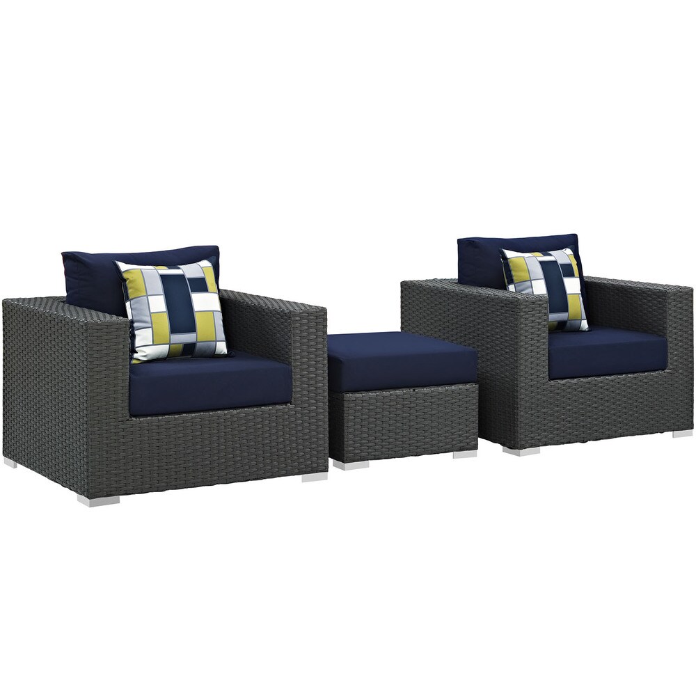 Sojourn 3 piece Outdoor Patio Sunbrella Sectional Set