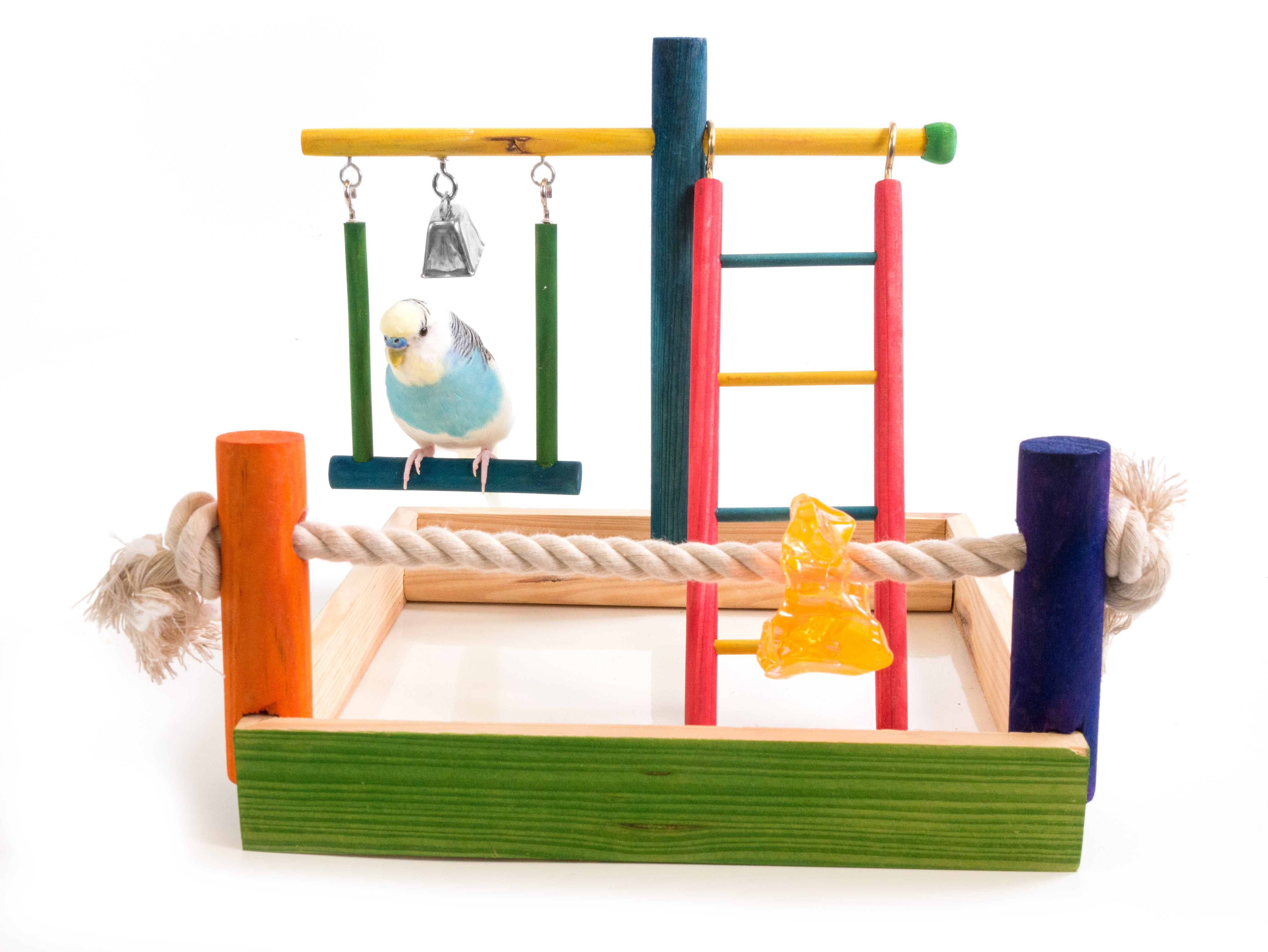 PENN-PLAX Bird Life Wooden Playpen – Perfect for Small Breeds - Keep Your Parakeets， Lovebirds， and Parrotlets Entertained and Stimulated – Small