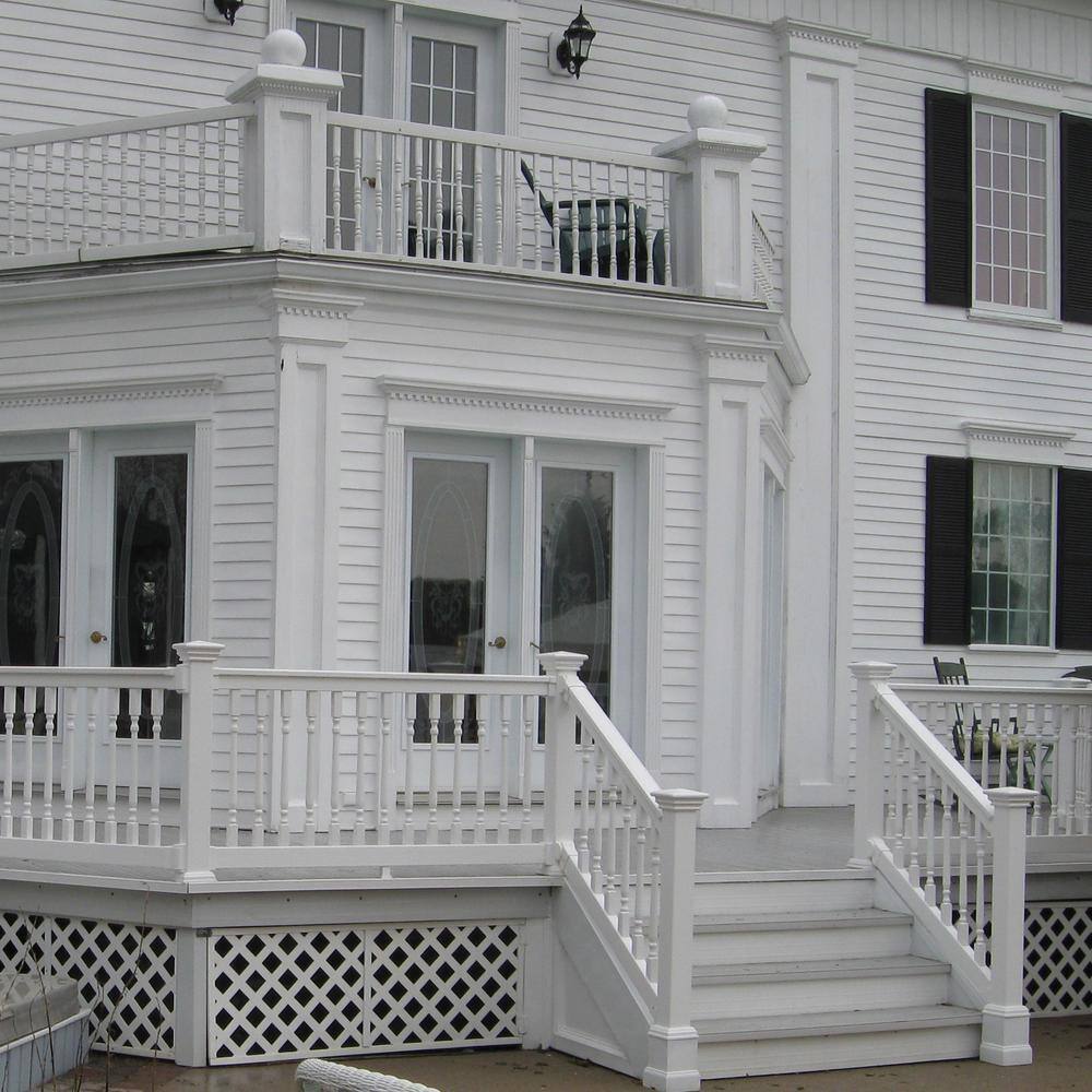 Weatherables Delray 3 ft. H x 6 ft. W White Vinyl Stair Railing Kit with Colonial Spindles WWR-THDD36-C6S