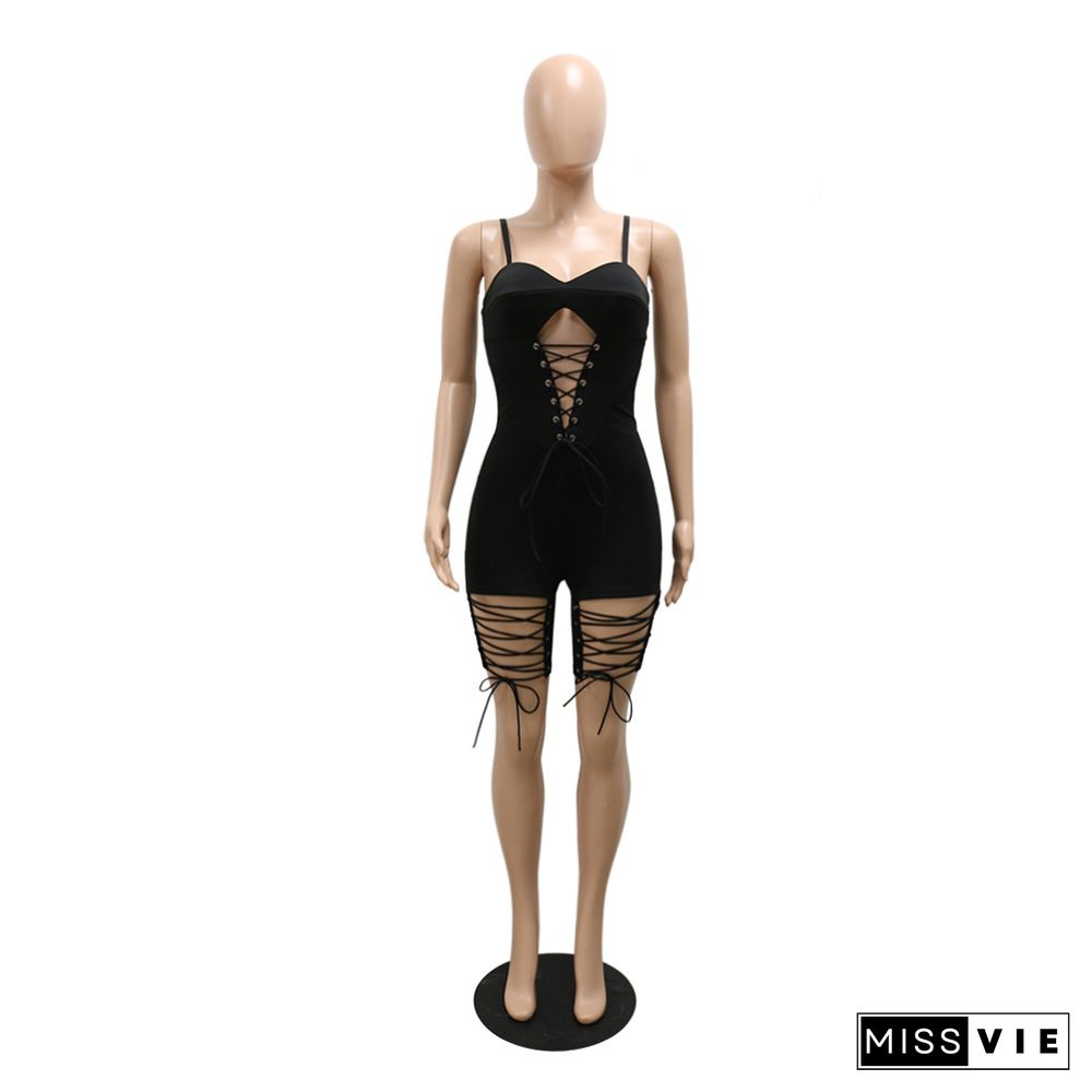 Sexy Spaghetti Strap Cut Out Bandage Rompers