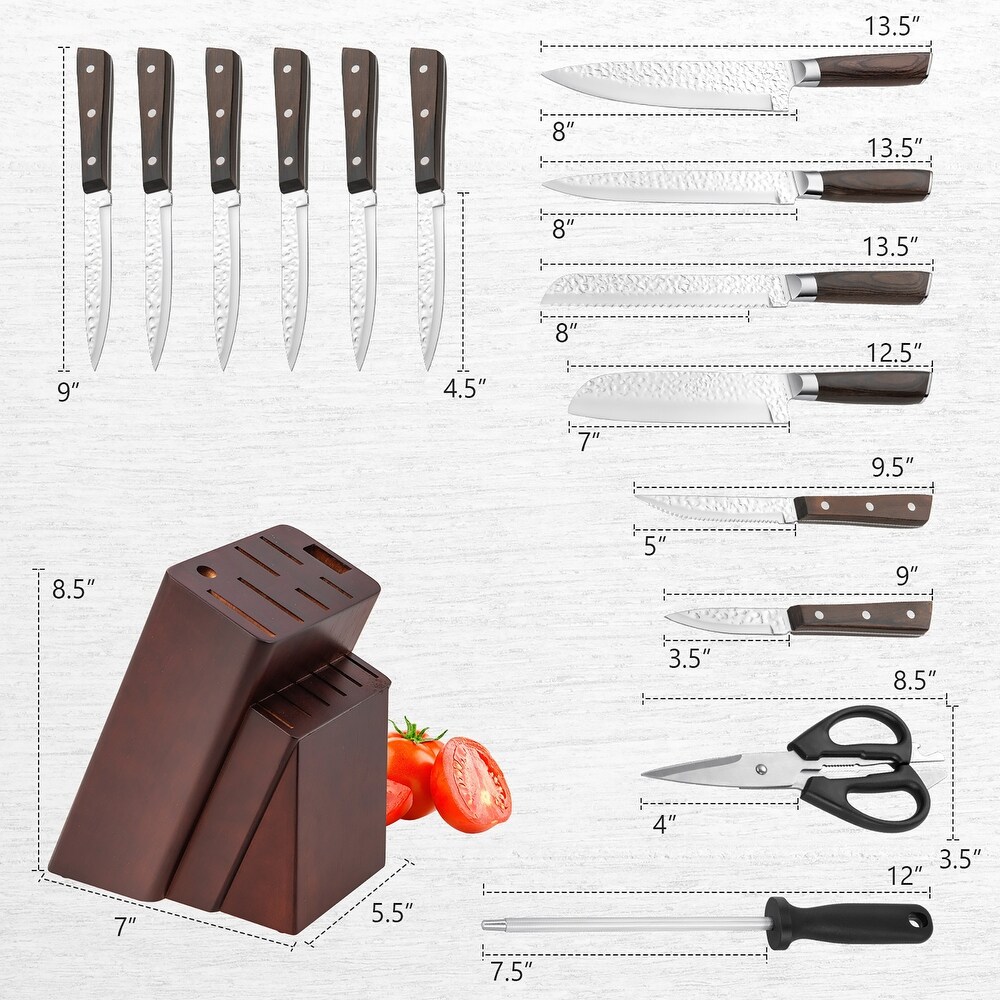 Costway Kitchen Knife Set 15pcs Stainless Steel Knife Block Set w/   See Details