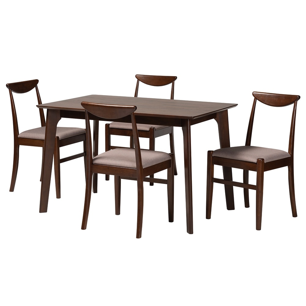 Delphina Mid Century Modern Dark Brown Finished Wood Dining Set