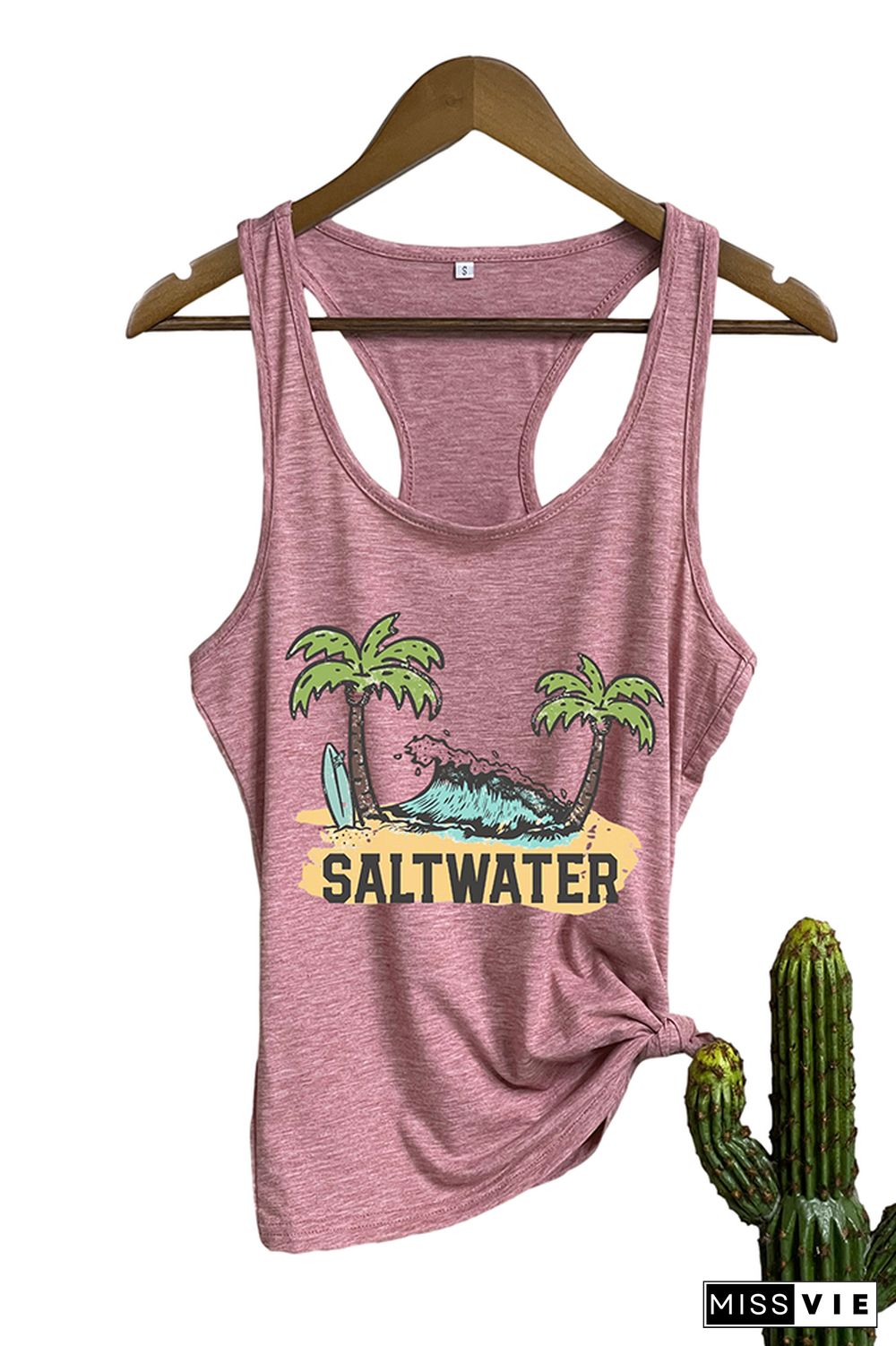 Salt Water Heals Everything Print Sleeveless Tank Top Wholesale