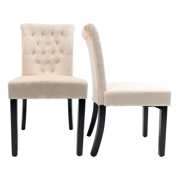 Velvet Dining Chair Set Tufted Heigh Back with Sol...