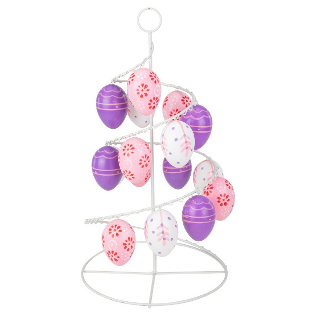 Floral Cut out Spring Easter Egg Tree Decoration White pink