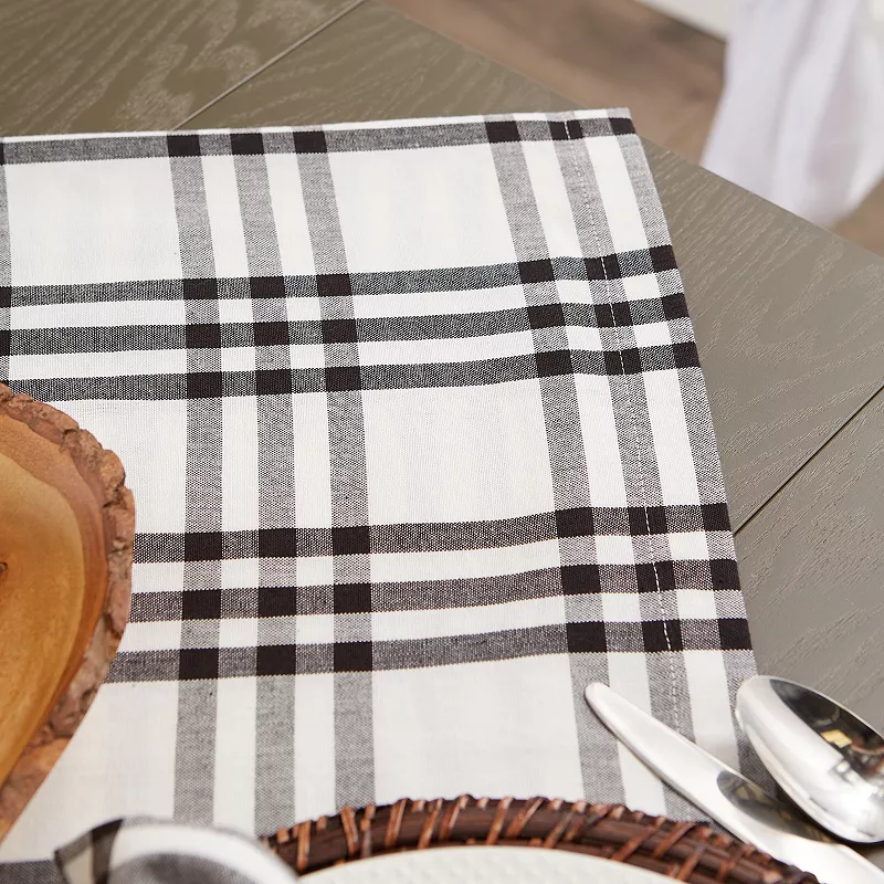 104 Cotton Tablecloth with Black Plaid Design