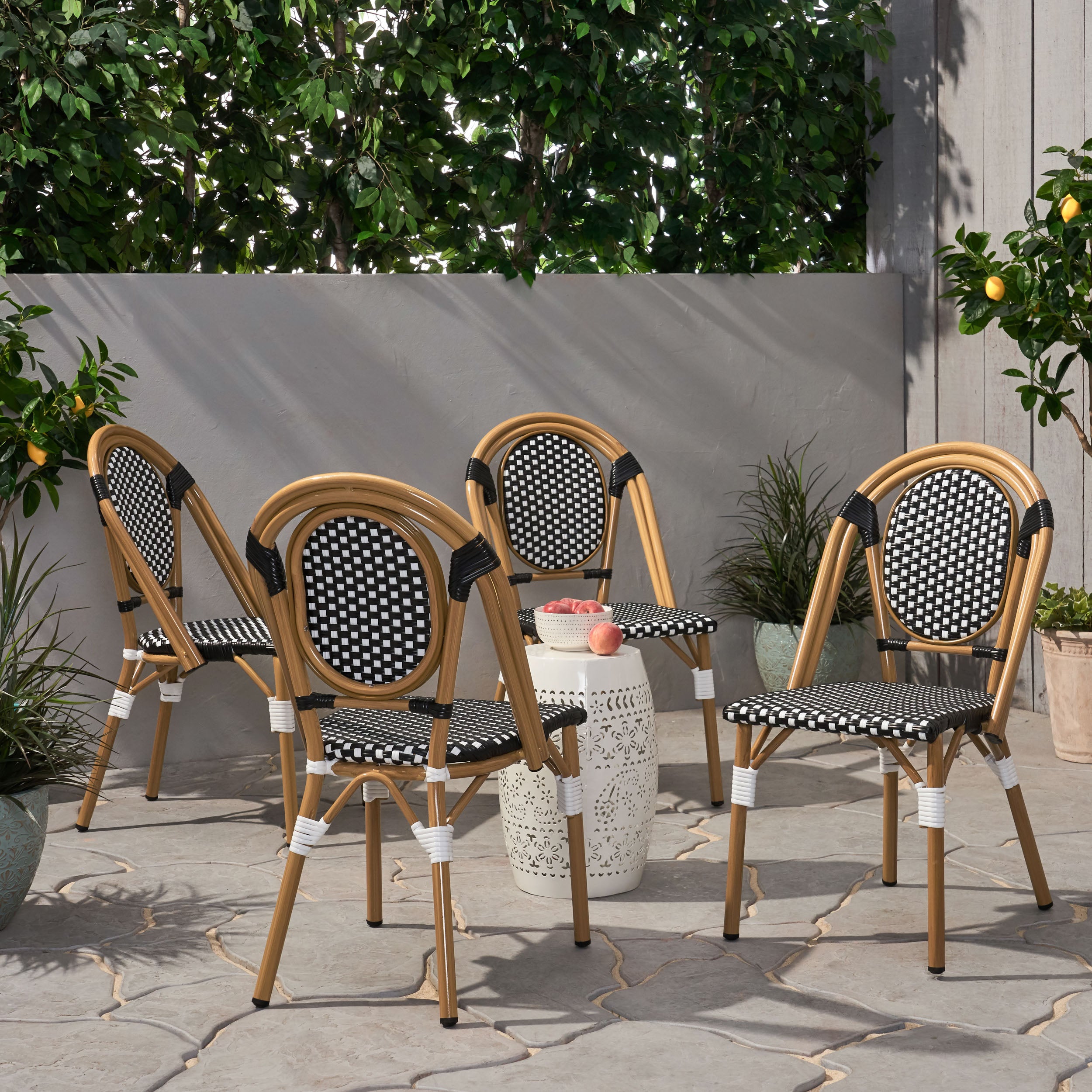 Kazaria Outdoor French Bistro Chairs (Set of 4)