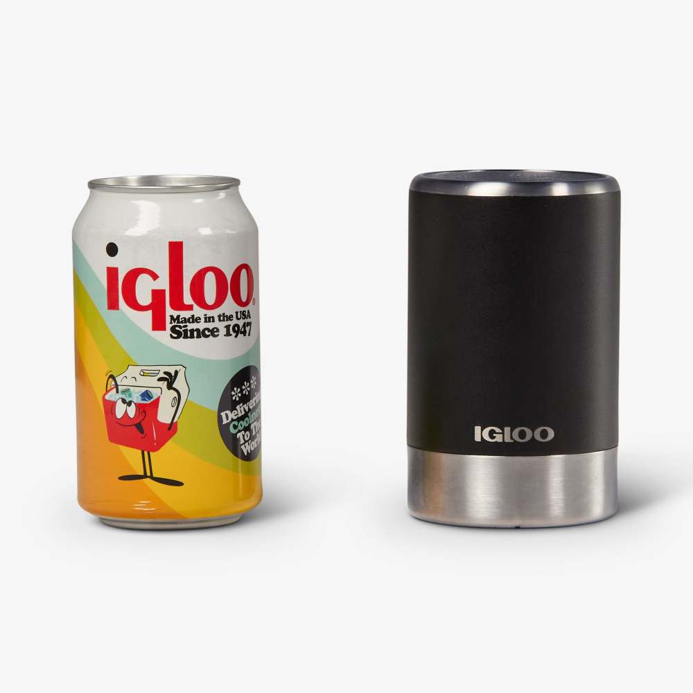 Igloo Coolmate Can Cooler Reusable Stainless Steel Black 12oz