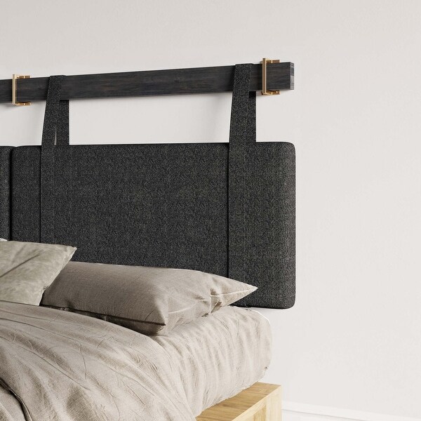 BELLEZE Wall Mounted Linen Headboard for Queen Size Bed w/ Hooks - - 37824580