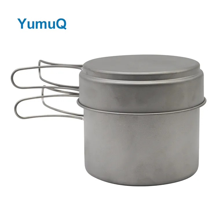 YumuQ 420ml 600ml Outdoor Hiking Sports Titanium Mug Coffee Water Cup Double Wall Camping With Lid For Travelling