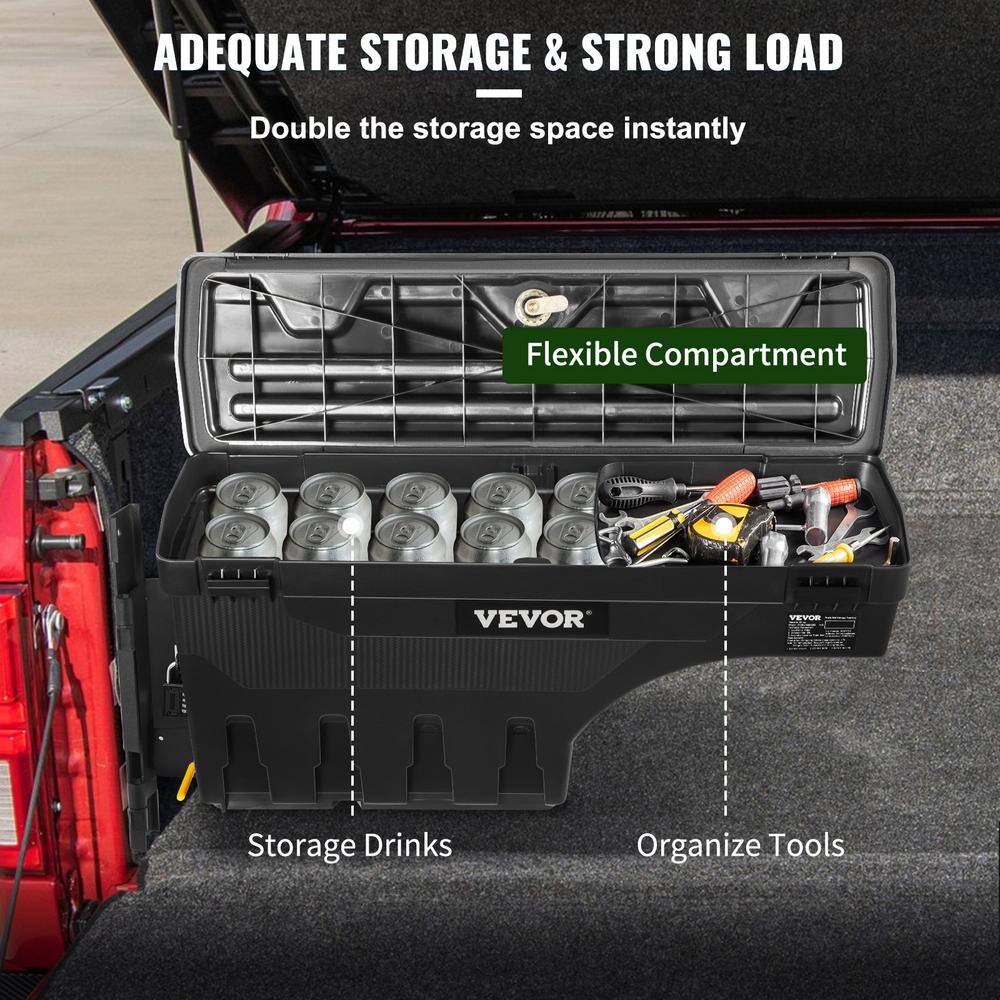 VEVOR 28 in. ABS Truck Bed Storage Box 6.6 Gal. Driver Side Truck Tool Box with Password Padlock for Ford F150 2015-2020Black KCLJGFORDF150EA5AV0