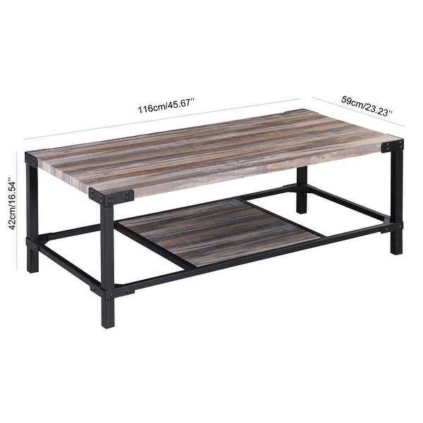 Carbon Loft Maranne Contemporary Oak Rectangle Wood/ Metal Coffee Table - 16x 46x 23