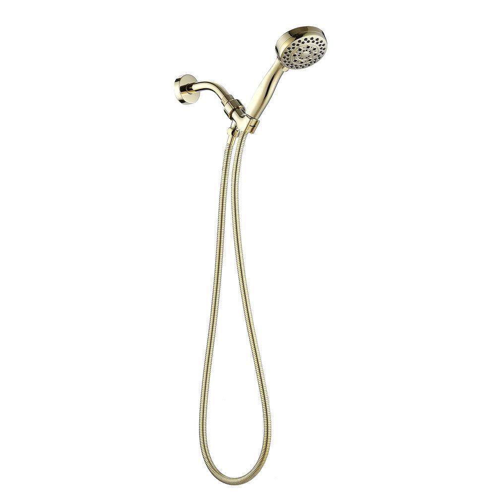 GIVING TREE 6-Spray Patterns 3.5 in. Single Wall Mount 2.5 GPM Handheld Shower Head in Brushed Gold HDLTEE0004