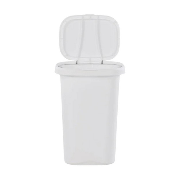 Rubbermaid 13 Gallon Rectangular Spring top Lid Kitchen Wastebasket Trash Can For Tall Trashbags White 2 Pack