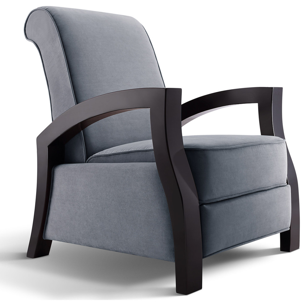 Artiva USA Java Black Premium Gray Microvelvet Recliner  Gray   Transitional   Recliner Chairs   by Artiva  Houzz