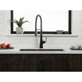 KOHLER Graze Single-Handle Medium Standard Kitchen Faucet in Matte Black K-22061-BL