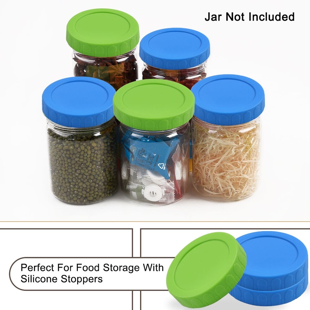 Colored Plastic Mason Jar Lids for Wide Mouth Mason Canning Jars Cup 12 Pack   Green  Blue