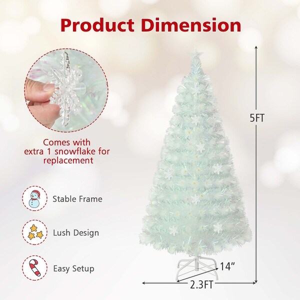 Costway 5FT/6FT/7FT PreLit Fiber Optic Christmas Tree Decor