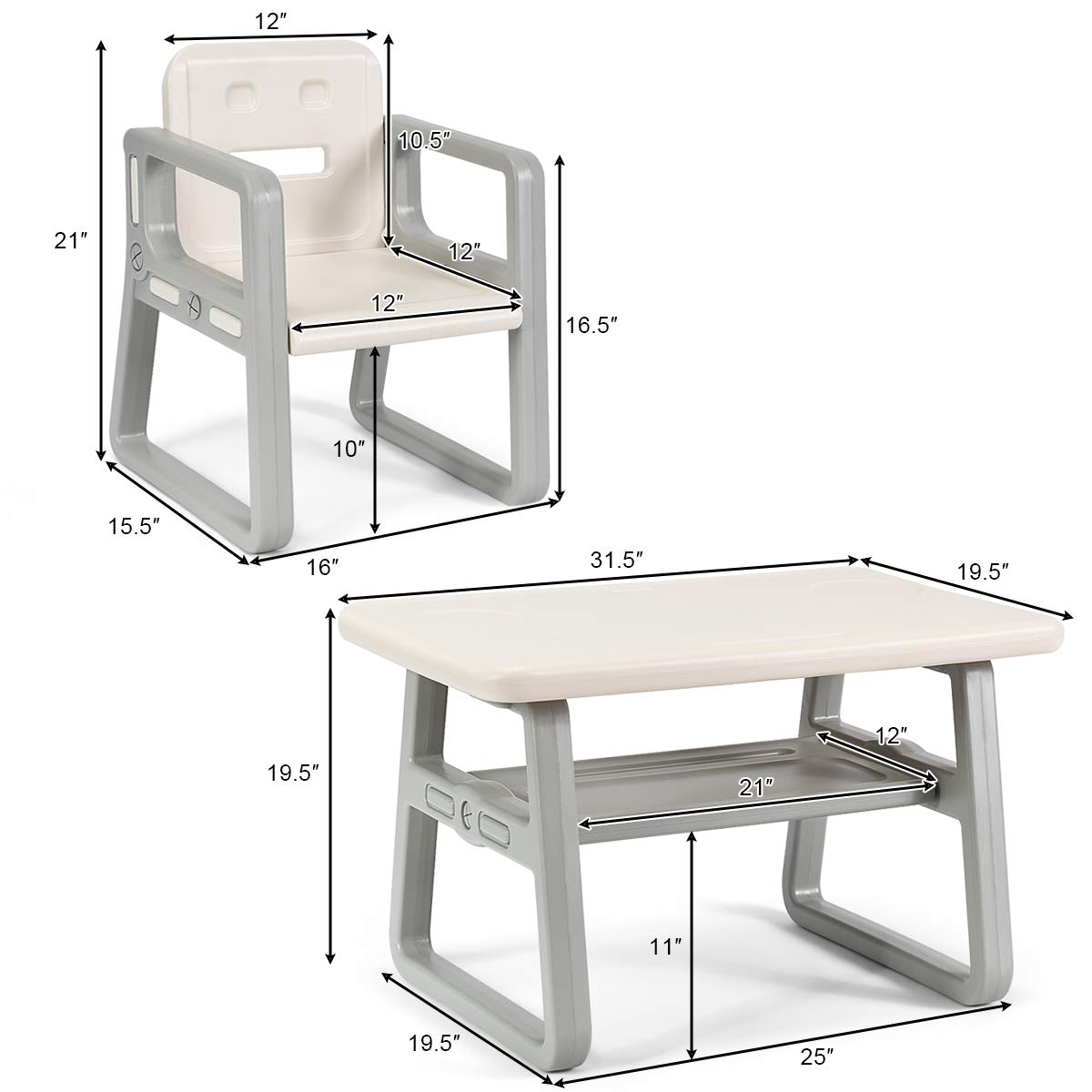 Kids Table and Chair Set, Children Activity Table & 2 Chairs