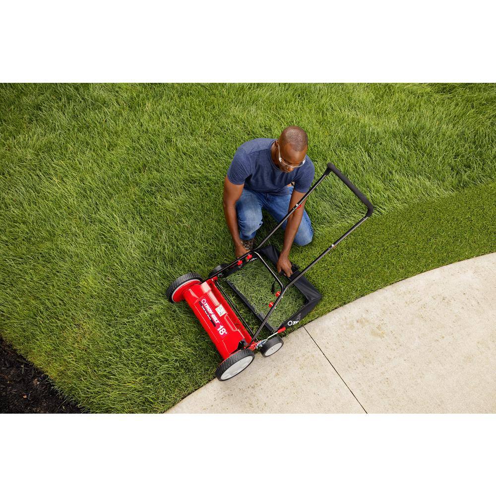 Troy-Bilt 18 in. Manual Walk Behind Reel Lawn Mower with Grass Catcher TB18R