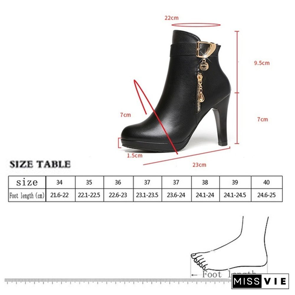 Autumn and Winter High Quality Women High Heels Boots Women Martin Shoes Black Heels Boots