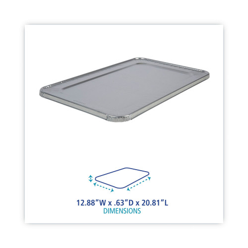 Boardwalk Aluminum Steam Table Pan Lids， Fits Full-Size Pan， Deep，12.88 x 20.81 x 0.63， 50/Carton (LIDSTEAMFL)