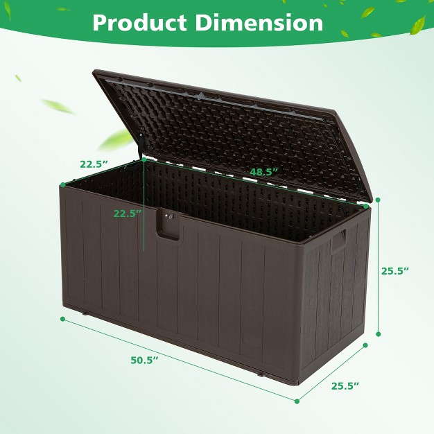 Costway 105 Gallon Outdoor Resin Deck Box All Weather Lockable Storage Container Brown