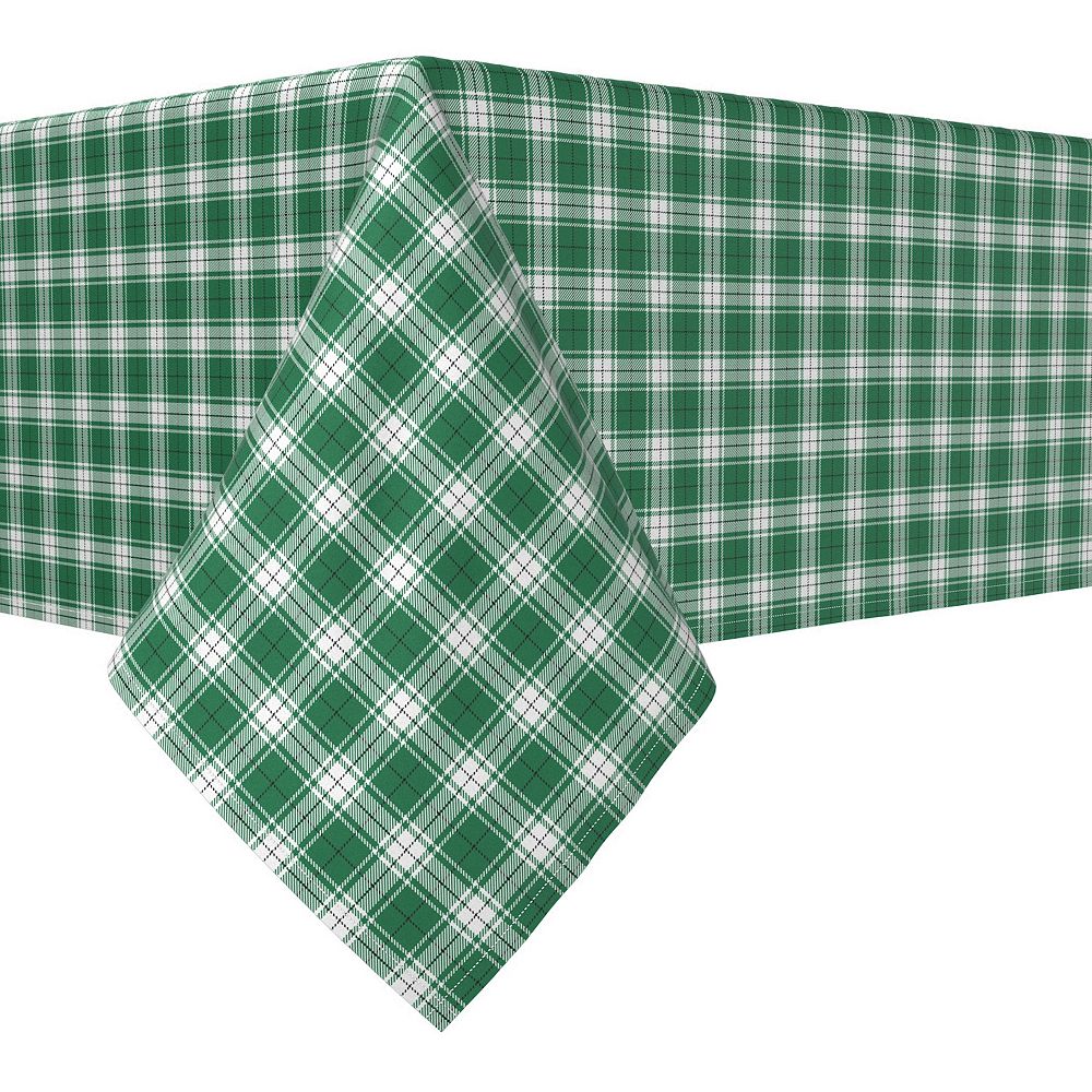 Rectangular Tablecloth， 100% Cotton， 52x84， Christmas Green Plaid