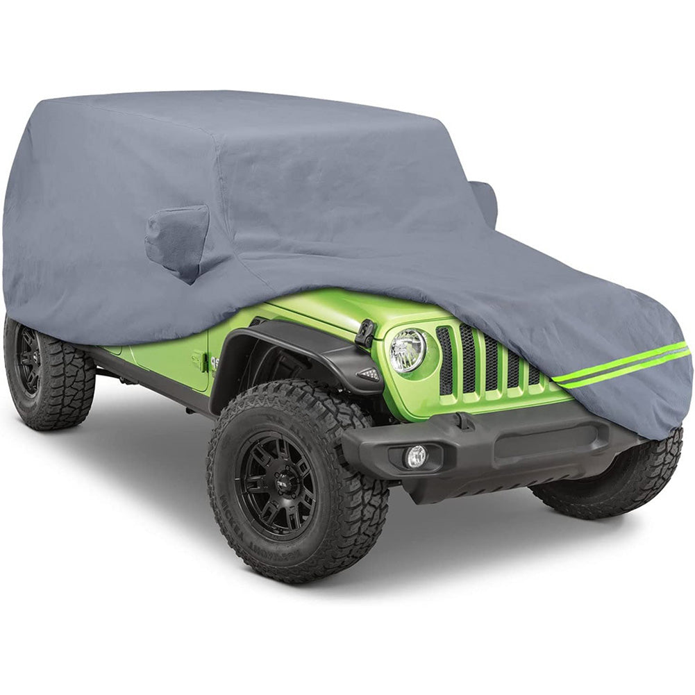 Heavy-duty 6-layer Jeep 2007-2020 4-door waterproof and all soft inside covers with windproof strap and zipper for driver's door