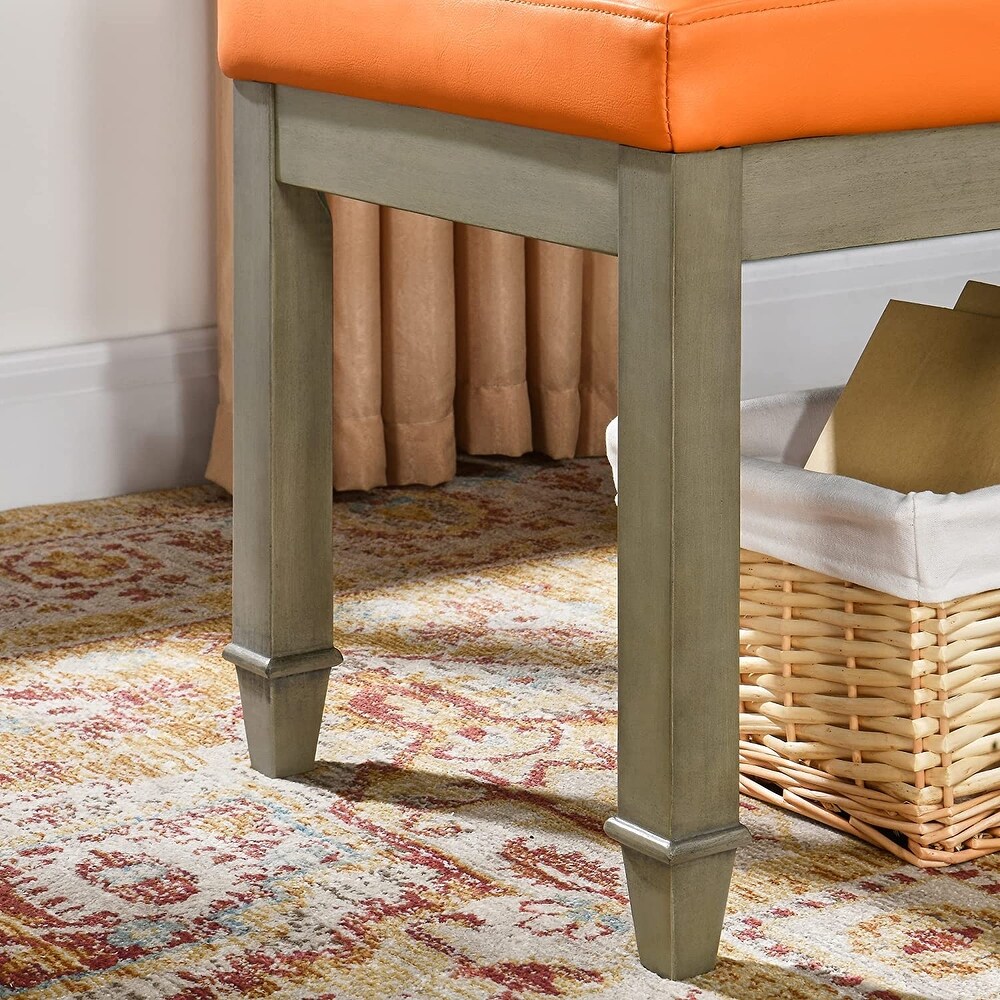 Upholstered Tufted Leather Entryway Bench