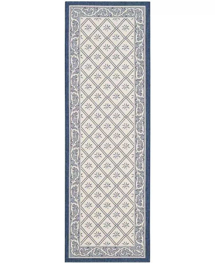 Safavieh Courtyard CY7427 Beige and Navy 2'3 x 6'7 Sisal Weave Runner Outdoor Area Rug