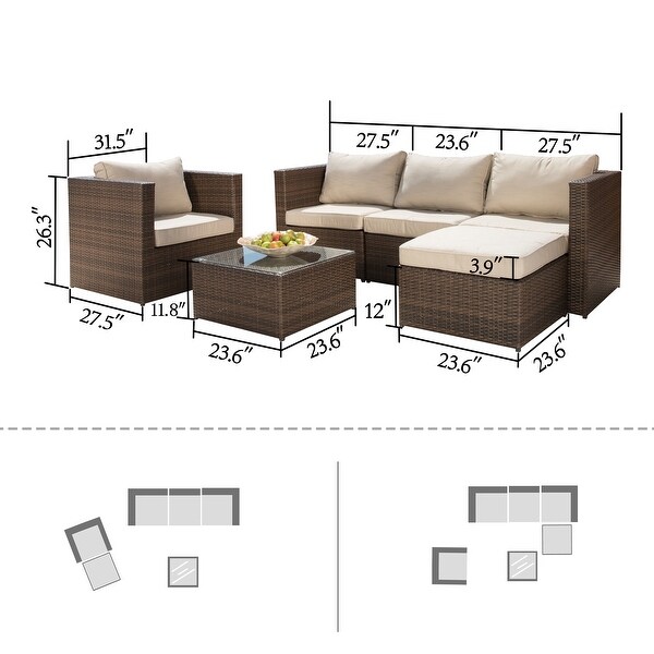 Corvus Trey Outdoor 6piece Aluminum Resin Wicker Sofa Set