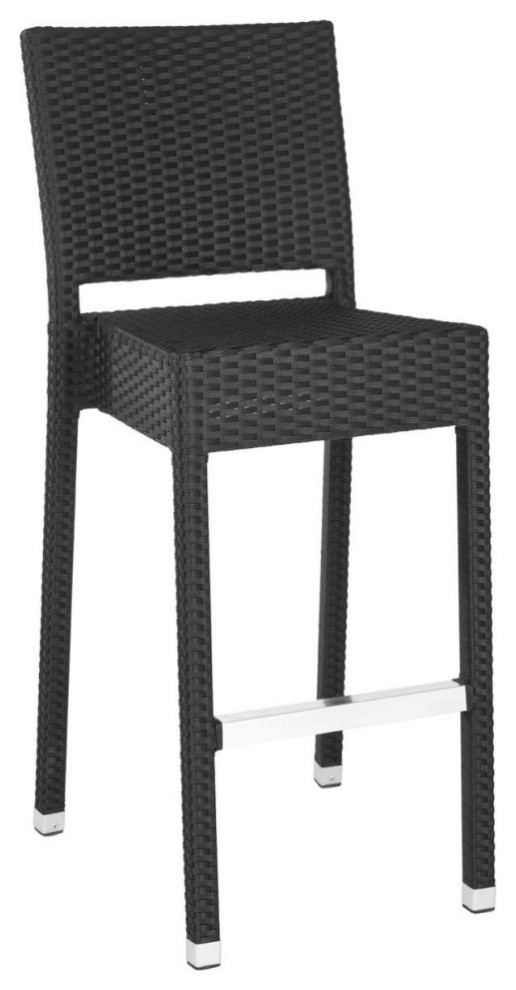 Marla Indoor/Outdoor Bar Stool Black  Set of 2   Tropical   Outdoor Bar Stools And Counter Stools   by V.S.D Furniture  Houzz