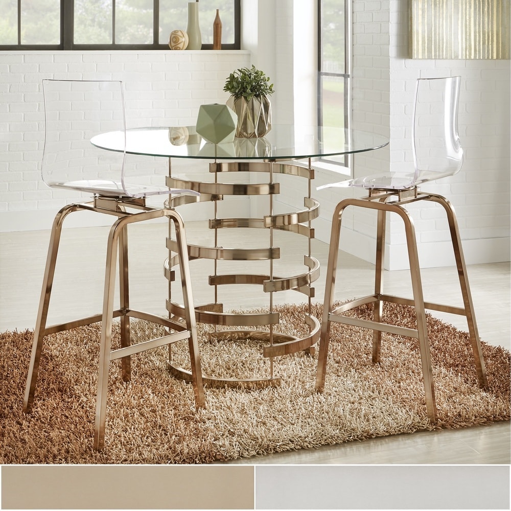 Nova Round Glass Top Vortex Iron Base 3 Piece Counter Height Dining Set by iNSPIRE Q Bold