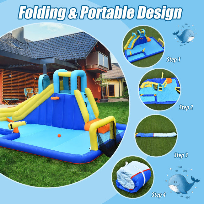 SUGIFT 6-in-1 Inflatable Water Slide Jumping House,Kid Water Park without Blower