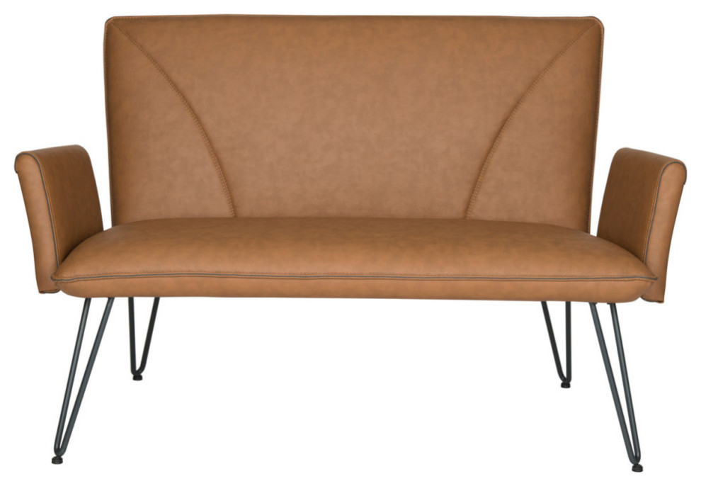 Hannah Settee Camel   Midcentury   Loveseats   by AED Luxury Home Decor  Houzz