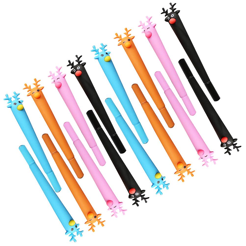 24pcs Blue Ink Pens Christmas Deer Shaped Ballpoint Pen Student Stationery Gift(black， Brown， Blue And Pink)