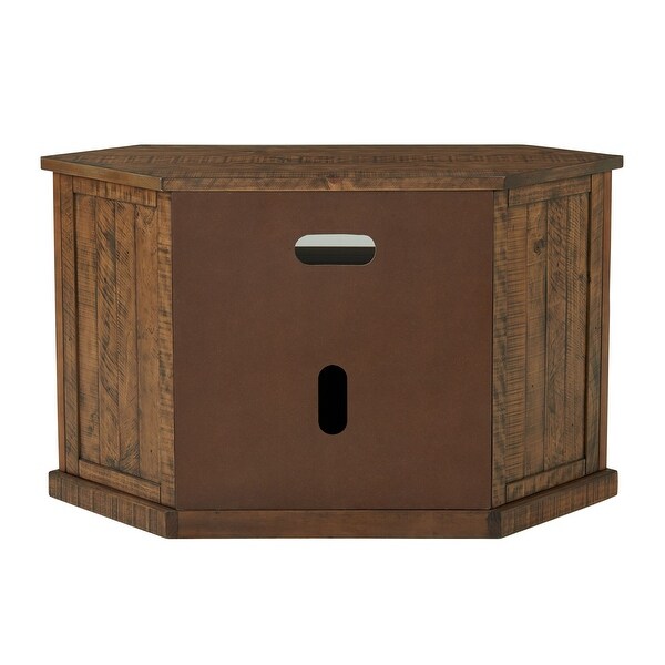 Alexa 50 Inch TV Corner Entertainment Console， Cubby， Cabinet， Brown Stained