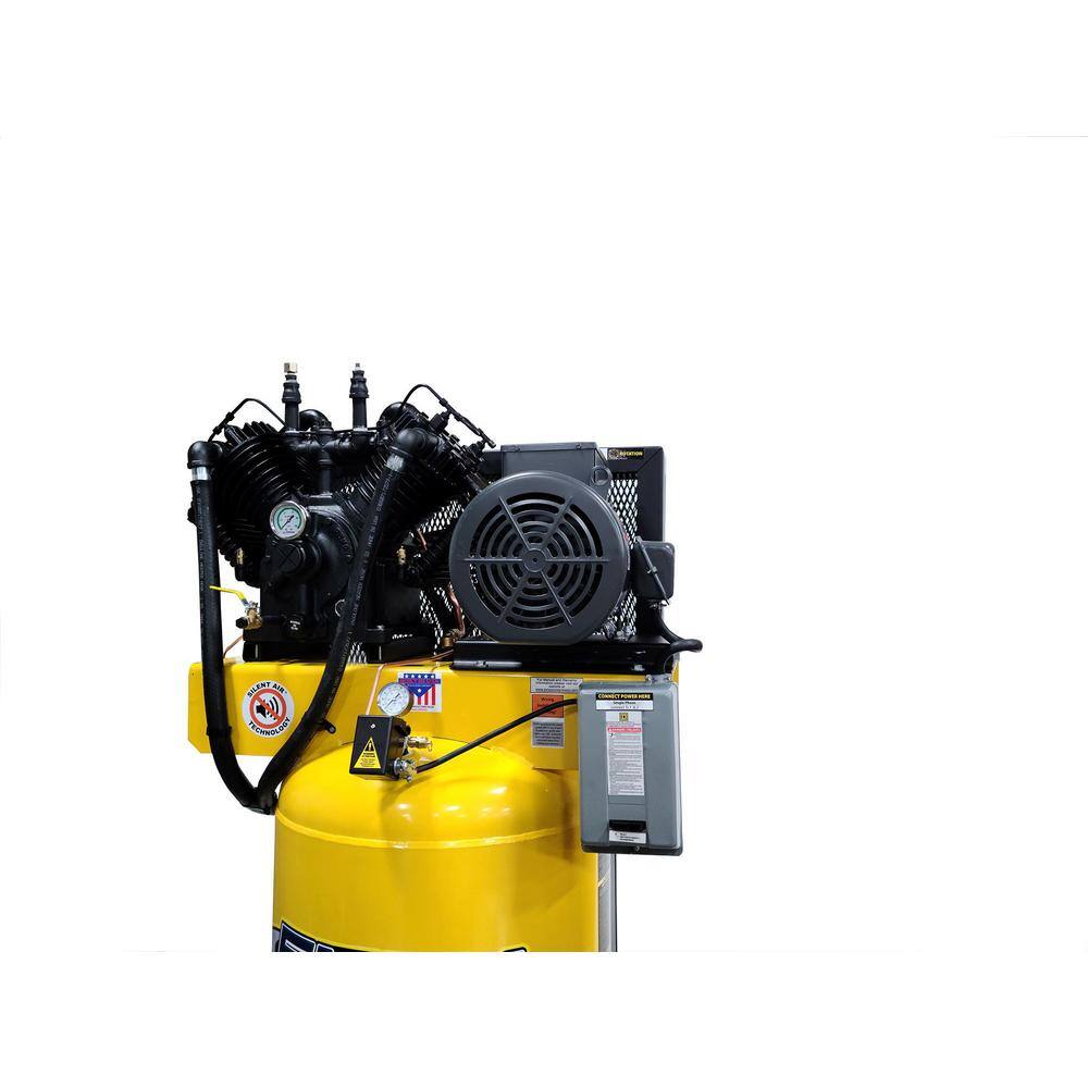 EMAX Industrial PLUS Series 80 Gal. 10 HP 208-Volt 3-Phase Silent Air Electric Air Compressor with pressure lubricated pump HSP10V080V3