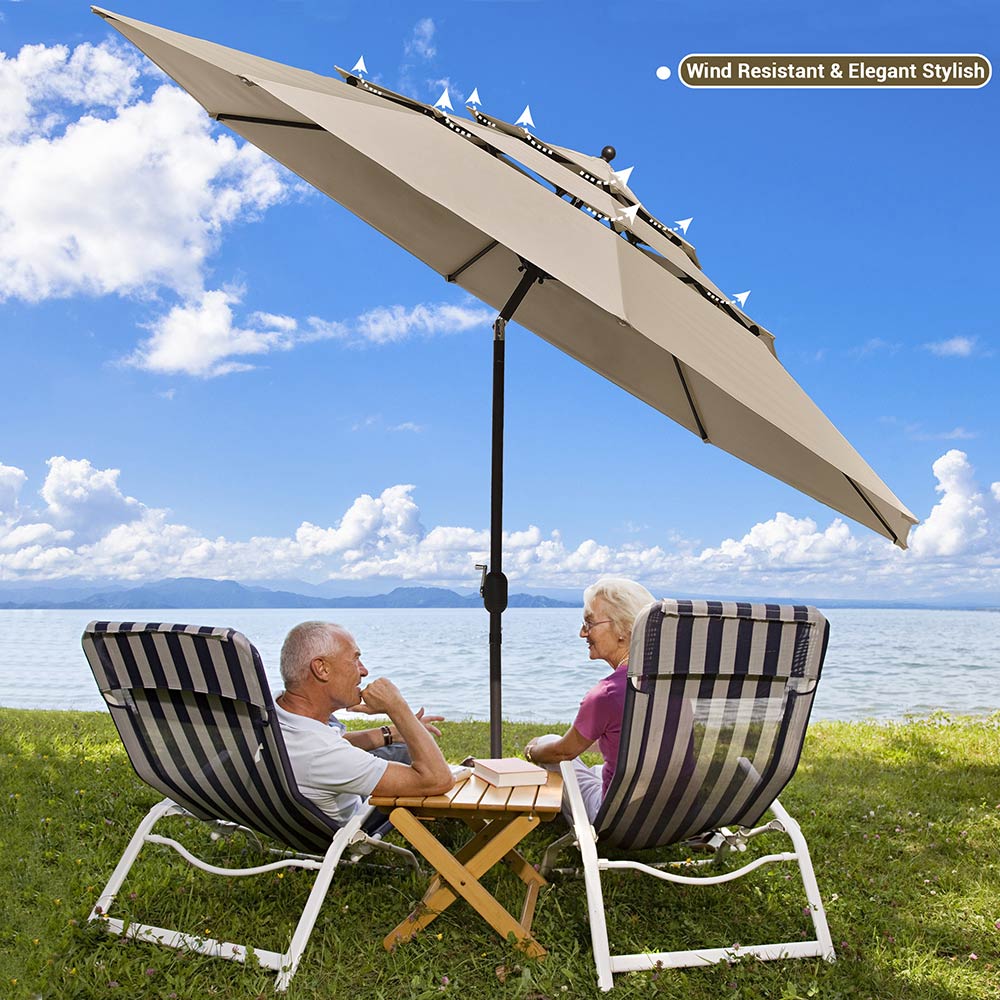 Yescom 11ft 8-Rib Patio Outdoor Market Umbrella 3-Tiered Tilt