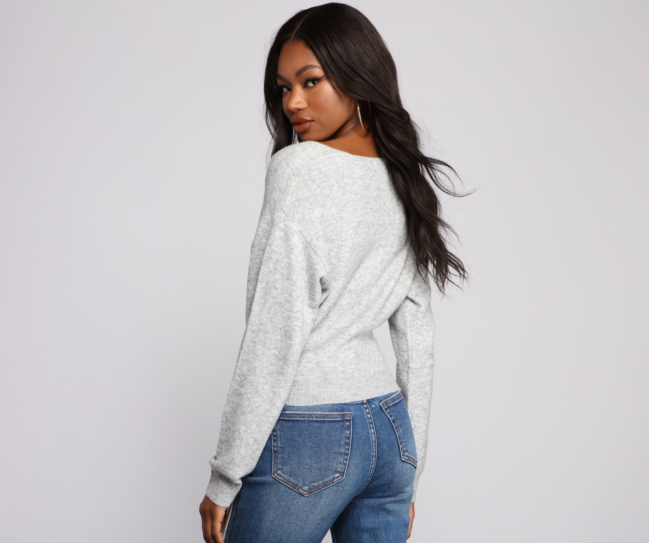 Surplice Sweetie Tie Waist Sweater