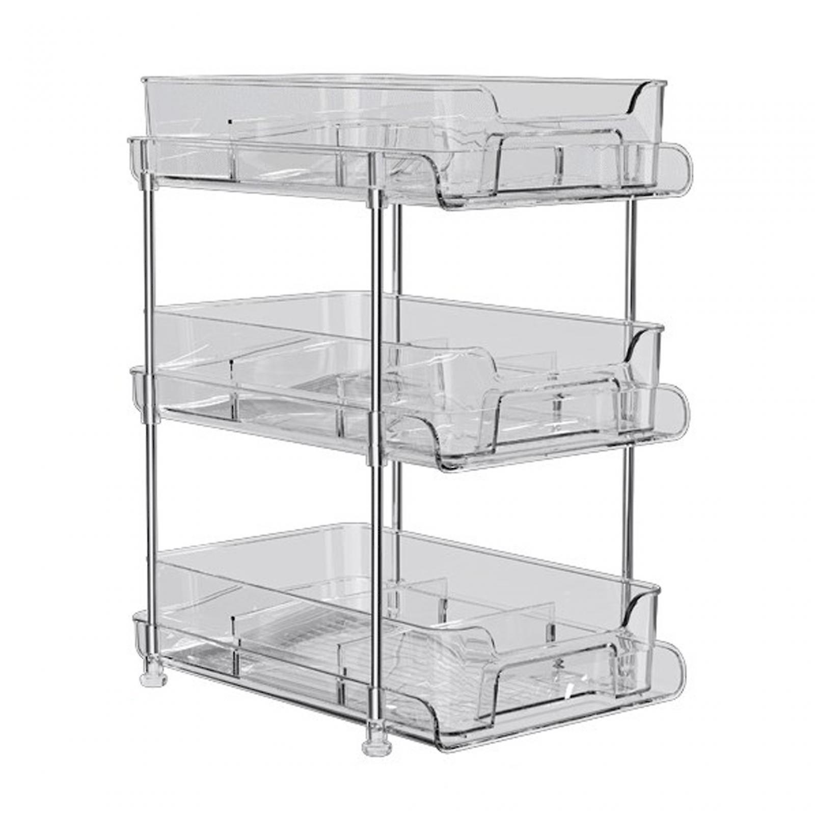 Shower Caddy Shelf Pull Out Cabinet Organizer Perfumes Bathroom Storage Rack 3 Tier 29x21.2x37cm