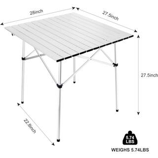 SUGIFT Portable Roll Up Gray Aluminum Folding Camping Table with Carrying Bag SGFT88301