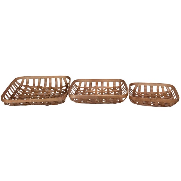 Northlight Set Of 3 Brown Square Lattice Tobacco Table Top Baskets